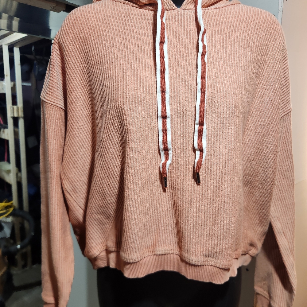 Aerie Ribbed Hoodie in Peach